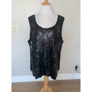 Vintage Gunit Sequin Blouse Sleeveless Black Silk Party New Years NWT Size 5XL